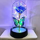 YXOTJHS Glass Rose in Glass Dome, Light Up Flower, Eternal Roses - Valentines Day Gifts for Her, Mothers Day Roses Gift for Mom, Womens Gifts for Christmas - Galaxy Rose, Birthday Gift