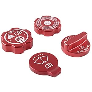 Aluminium Alloy Engine Oil Cap Radiator Cap Washer Cap Brake Fluid Cap Cover Trim Compatible with Chevrolet Corvette C8 2020-2023, Engine Cap Cover Set C8 Accessories 4PCS (Aluminum – Red)