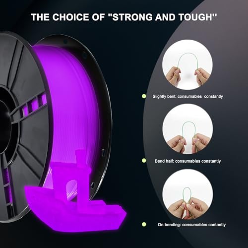 Image of iBOSS 3D PLA Plus Printer Filament, 1.75mm Glow in The Dark Purple PLA+ Filament for 3D Printing, 1kg Spool (2.2lbs), Dimensional Accuracy + /- 0.02 mm, Fit Most FDM 3D Printers, Glow Purple 01