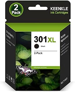 KEENKLE 301XL High Yield Ink Cartridges, Black Single, 2 Combo Pack Remanufactured for HP 301XL 301 XL for Deskjet 2540 3050A 1512 1510 1000 1010 1050 2050 2050A Envy 5532 5530 4500 4502 4503
