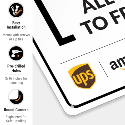 Image of Package Delivery Sign, Delivery Instructions Deliver All Package to Front Door Up Arrow Sign, 10x14 Inches, Rust Free .040 Aluminum, Fade Resistant, Made in USA