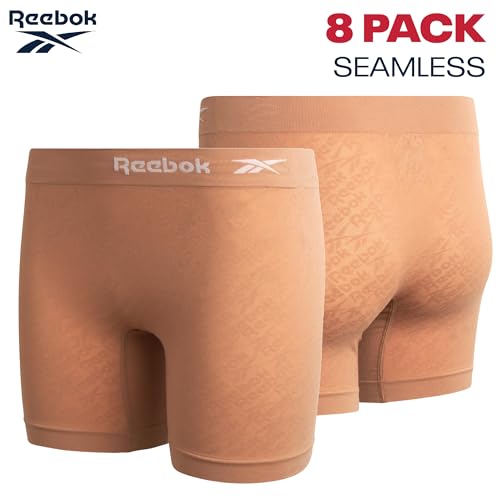 Image of Reebok Womens Boyshorts - 8 Pack Soft Stretch Performance 6 inch Inseam Tag Free Womens Underwear Seamless Boyshort Panties