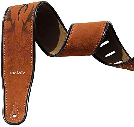 Leathers Deluxe Soft Leather Guitar Strap, Super Soft Suede Backing, 2.5" inches Wide, Adjustable length from 43.5" to 56" inches