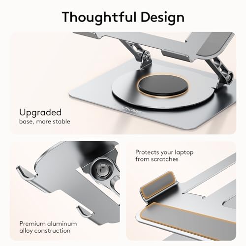 TECKNET Rotating Aluminum Laptop Stand with 360° Base & Heat Dissipation — view 8