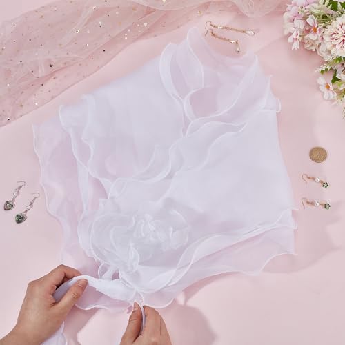 NICENEEDED Bridal Detachable Tulle Shawl, White Wedding Strapes Sleeve Shawls, Removable Shoulders Cover Up Accessory4