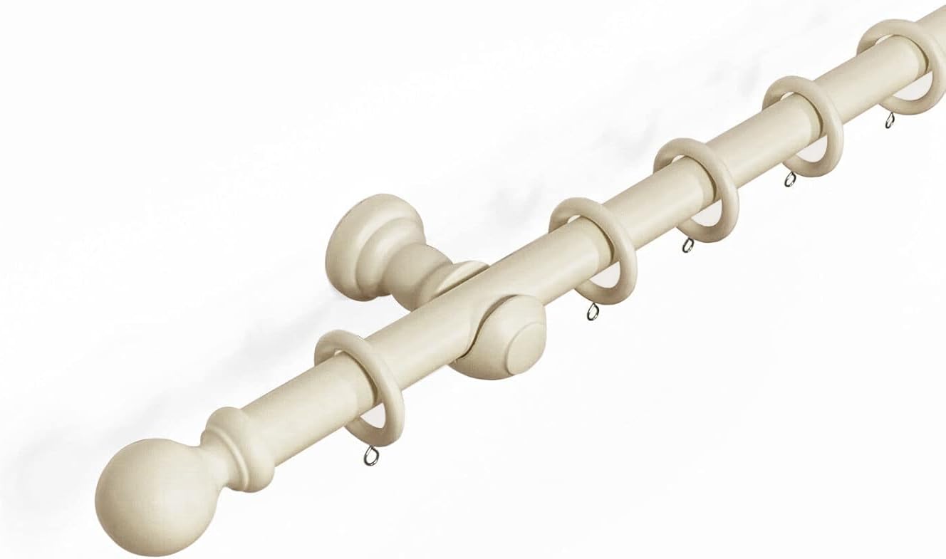 Kestral Chalk (Ball) Ball Finial 28 Mm Wooden Curtain Poles Fixed Length Multi Finials Curtain Pole Wooden Beautiful Design Wooden Finials, Chalk Ball 150 Cm