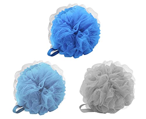 Aquasentials EZ Switch Pouf Bath Brush - Reusable Eco Handle (Short Handle w 3 Poufs)