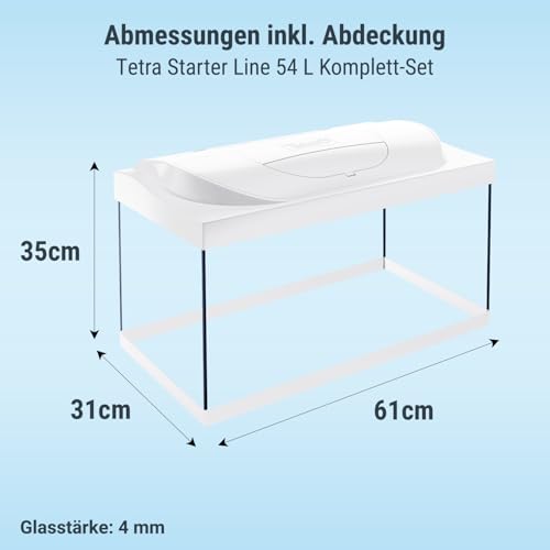 Tetra Starter Line 54 L Aquarium Weiß, Komplett-Set - inkl. Tag- & Nachtlicht LED-Beleuchtung, Innenfilter, Heizer, Fischfutter und Wasseraufbereiter