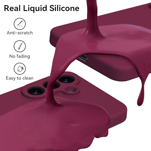 Varikke for Samsung Galaxy S26 Case, Liquid Silicone Upgrade [Full Camera Protection] [Anti-Scratch Microfiber Lining] Slim Soft Touch Gel Rubber Shockproof Phone Case 6.3", Burgundy by Varikke - Used condition - Image 4