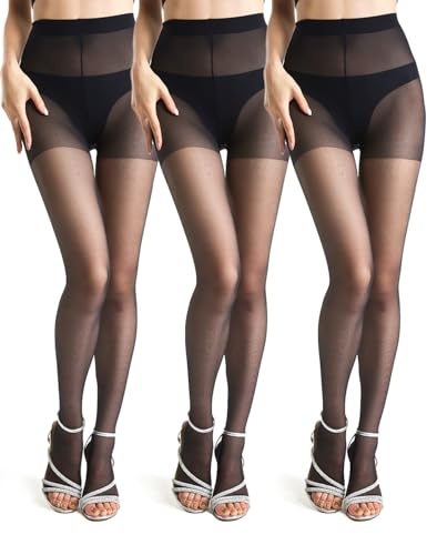 LADYFAN 3 Pairs womens 20D Ultra Toeless Sheer Tights Open Toe Control Top Pantyhose