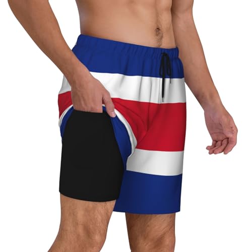 Flag of Costa Rica Breathable Fit Trends Men's Swim Trunks Board Short with Waist Elastic Band Swimming Trunks3