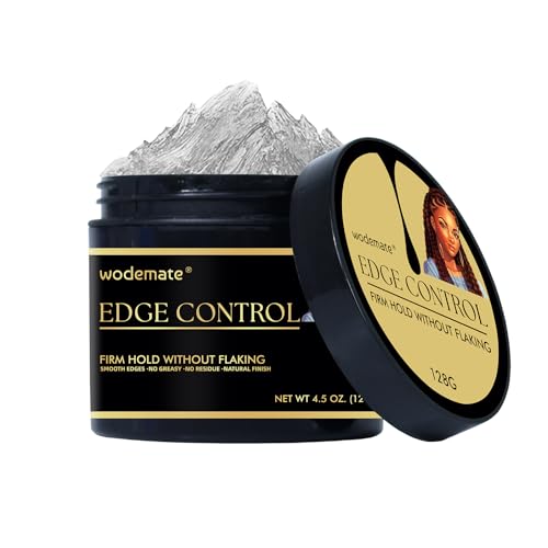 wodemate Edge Control Gel 128g Maximum Firm Hold Edge Control Stying Wax Edge Smoother 24 Hour Long-Lasting for 4C Black Hair Non-Greasy No Flaking No White Cast