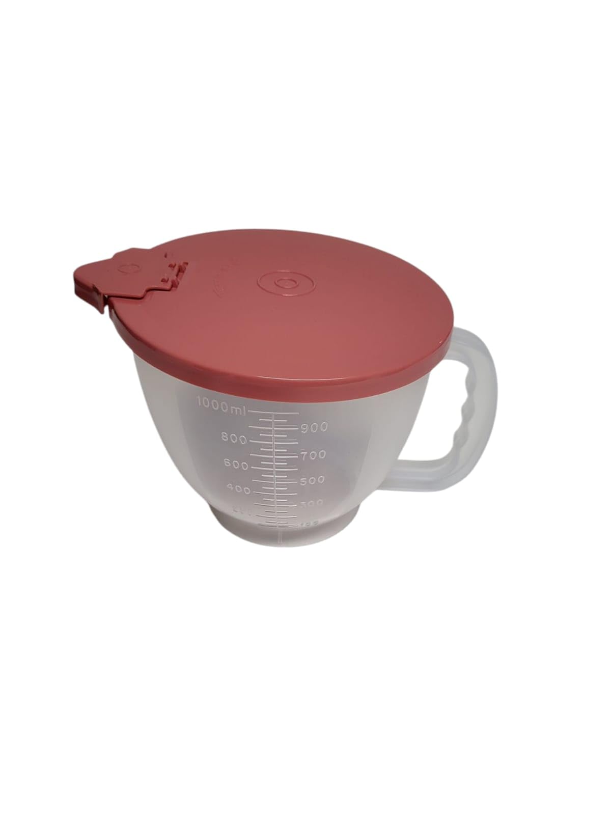 Tupperware Taza medidora Candy D217 de 1,0 litros, vaso para mezclar y mezclar cuenco con tapa, vaso medidor para hornear y mezclar, salmón transparente, sin BPA