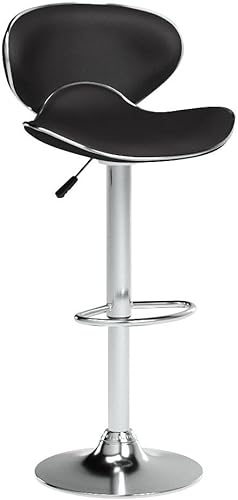 Miniatura 4 de Vogue Furniture Direct Taburetes de bar ajustables de piel sintética, modernos taburetes de bar giratorios con respaldo, sillas de altura de