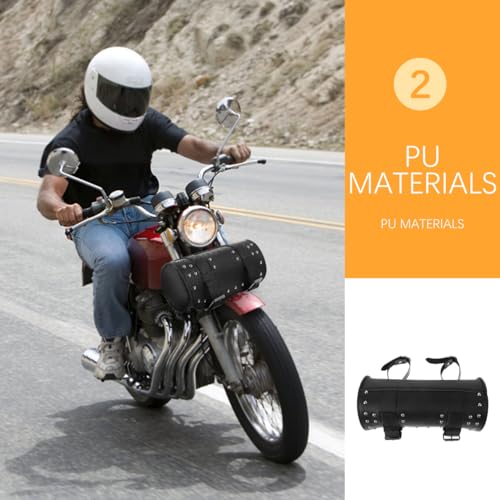 Bolsa lateral organizadora para motocicleta POPETPOP, cuero PU negro, 30x14x14 cm miniatura 3
