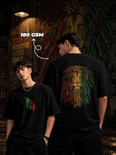 Image of fanideaz Mens Oversized Printed Half Sleeve Branded Cotton T-Shirt for Mens || Back Printed t Shirts for Men || Oversized t Shirts for Men