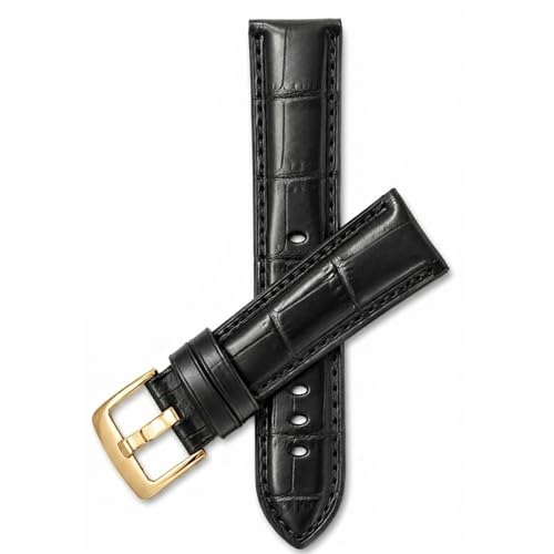 Image of Bandini Mens Leather Watch Band - Extra Long & Regular, Premium Top Grain Alligator Embossed Strap, Durable Upgrade Replacement, Comfortable Leather, Fits Large Wrists, 18mm to 38mm