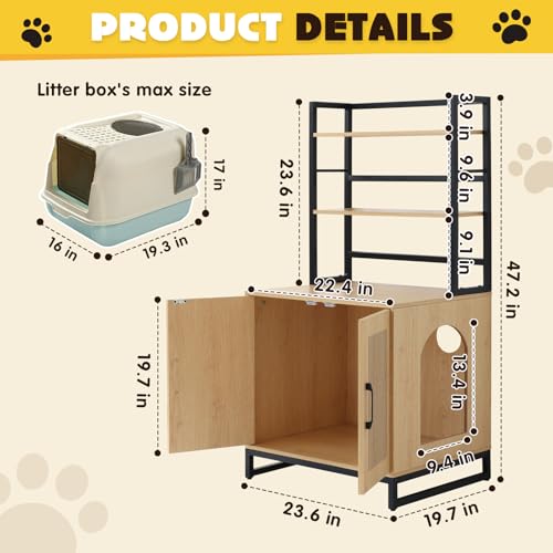 Mueble encerramiento para arenero de gato con estantes y puerta miniatura 2