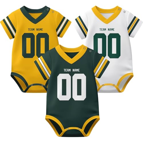 Image of KREDE Baby Clothes Unisex Bodysuit Jersey Style Custom Name Number for Baby Boys