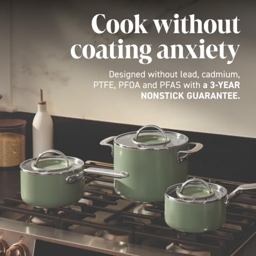 Ninja NeverQuit™ 6-Piece Ceramic Cookware Set, Bone & Silver, CQ19006IV2 | Nontoxic¹, nonstick ceramic-coated cookware set; 1.5qt & 2.5qt saucepan, 6qt stock pot, glass LayFlat™ lids, 3-year guarantee - image 5