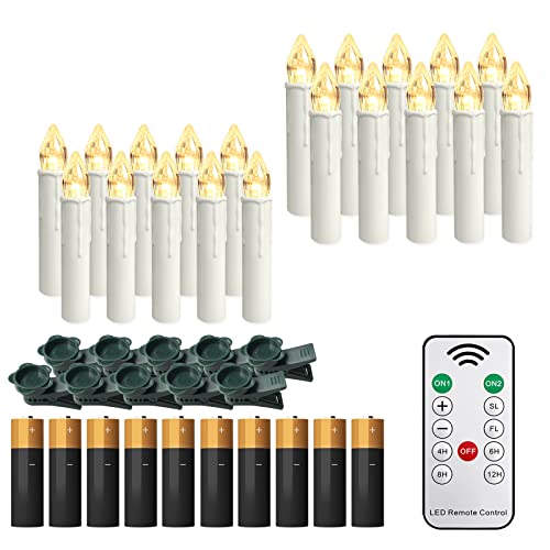 AufuN 20x LED Weihnachtsbaumkerzen Kabellos Warmweiß mit Batterien,...
