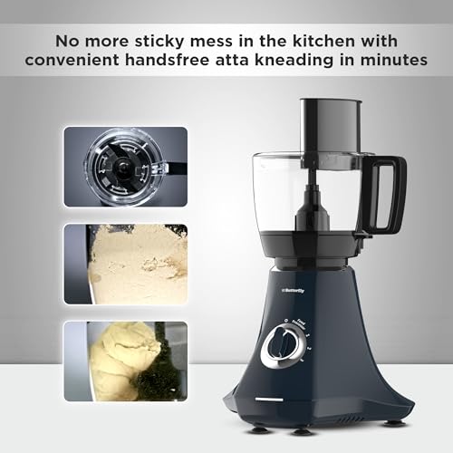 Butterfly Nexo 750W Mixer Grinder Food Processor with 6 Jars | Kneading, Chopping, Slicing, Grinding, Mincing, Grating, Juicing & Spice grinding | Evion-GT Motor with FPSS Technology | Ink Blue view 2