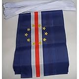 AZ FLAG - Fahnenkette Kap Verde 12 Meter Mit 20 Flaggen - 45x30 cm - Republik Cabo Verde Girlande Flaggenkette 30 x 45 Cm