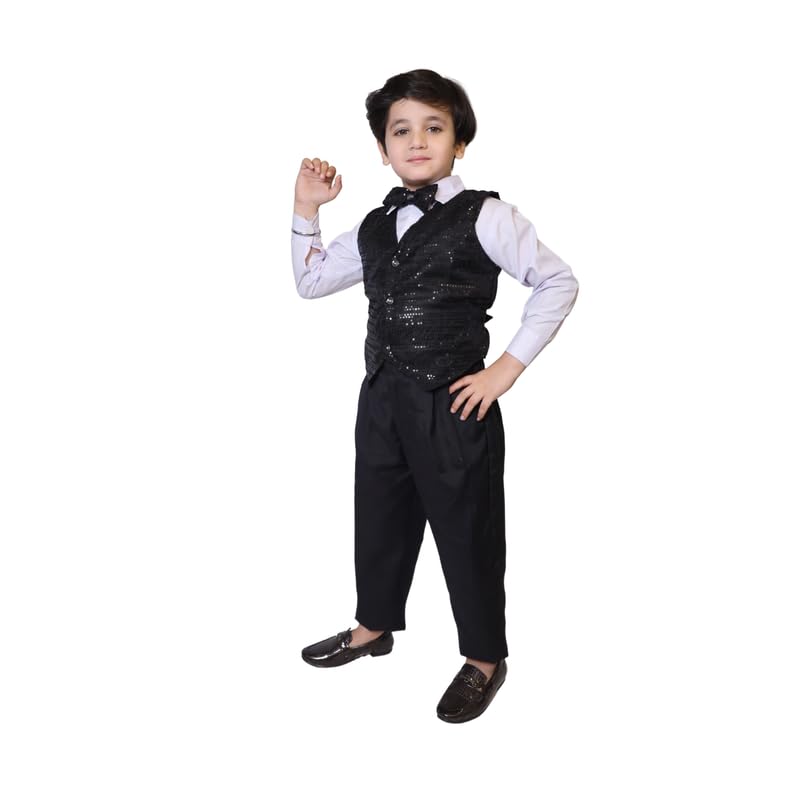 Image of Kaku Fancy Dresses Plain Waistcoat for Kids /Plain Jacket for Kids | Sequin Work Shinning Waist Coat For Annual Day Dance Competition (Only Jacket /Waistcoat - Shirt & Pant Not Included)