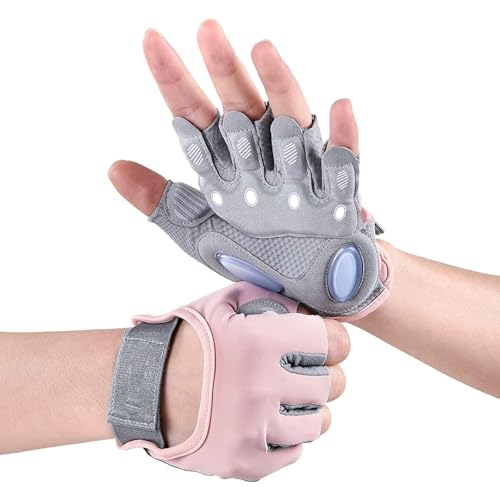 LinJie Womens Breathable Fitness Gloves for Weightlifting Gym Training with Wrist Support and Non Slip Silicone Pads for Palm Protection and Workout Cycling (L)