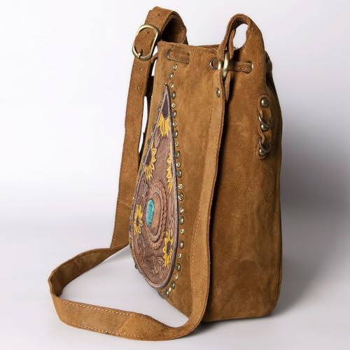 American Darling Messenger Suede Hand Tooled Genuine Leather Western Women Bag | Handbag Purse4