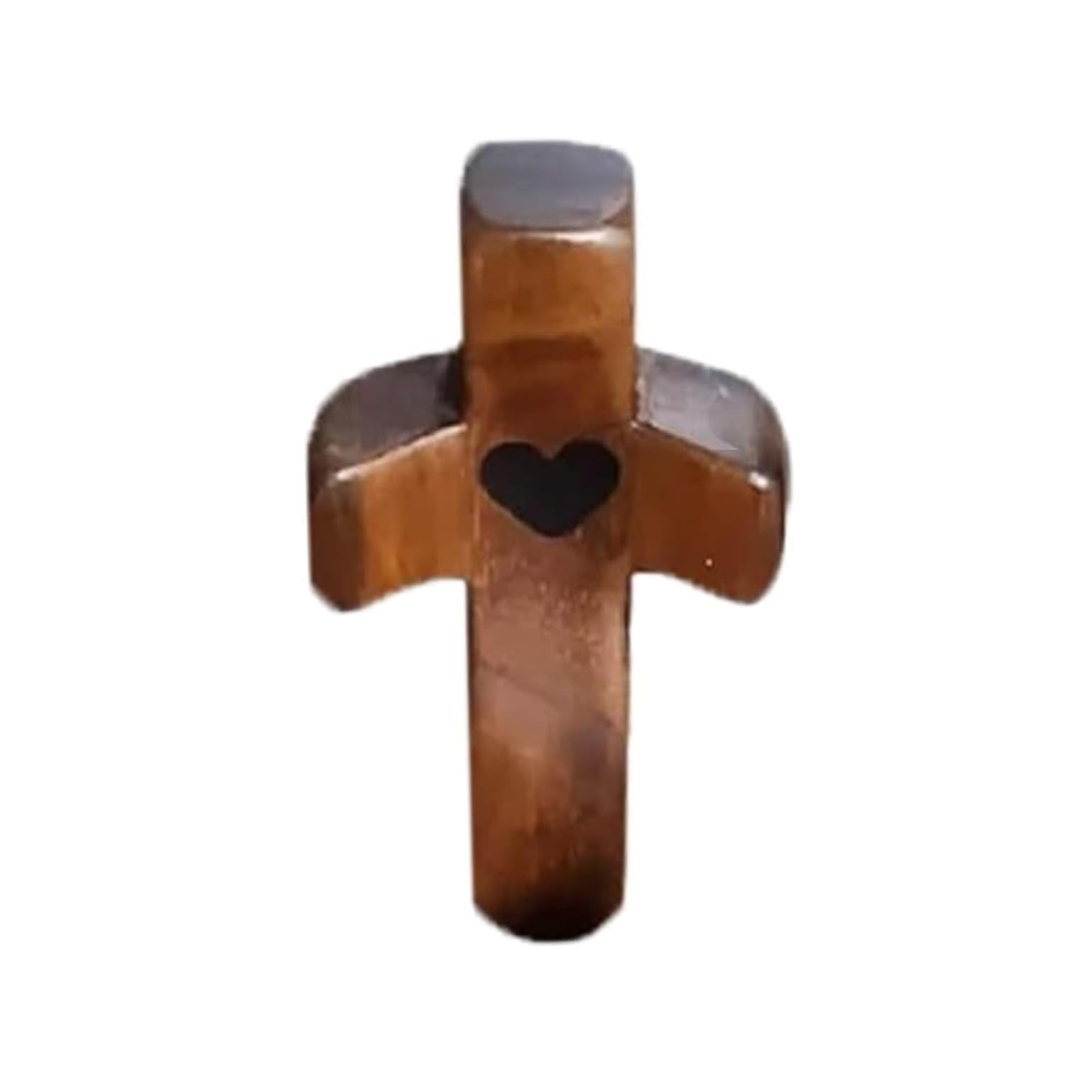 QuaHom Cross My Heart Wooden Cross, Handheld Cross with Epoxy Heart | Comfort Soothing Pocket Cross for Relief Anxiety - Encouraging Spiritual Gift (1PCS)
