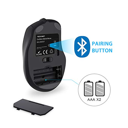 TECKNET Mouse Bluetooth Mouse Wireless per Windows e Mac, 2600DPI, Durata delle batterie di 24 Mesi, 5 Livelli di DPI Regolabile