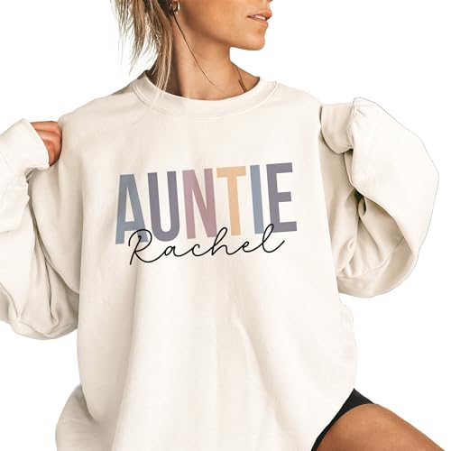 Personalized Auntie Sweatshirt, Gift For New Aunt, Christmas Gift, Custom Auntie Name Sweater, Sister Pregnancy Reveal, Unisex Crewneck Sweatshirt4