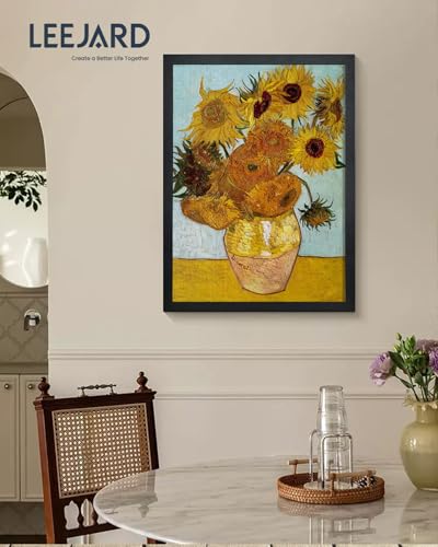 LEEJARD Bilderrahmen 50x70cm, Schwarz Fotorahmen Holzrahmen mit Bruchsicherem Plexi-Glas Zum Senkrechten Oder Waagerechten, – Modernes Design für Zuhause & Büro.