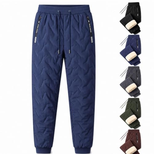 Unisex Thermal Fleece Lined Waterproof Pants (Blue-Jogger,XL)