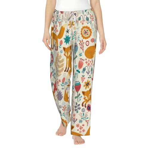 Pantalon de pyjama en flanelle femme imprimé animal floral avec poches