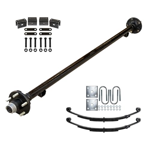 The Trailer Parts Outlet - 2000 lb Light Duty Single Trailer Axle Kit with Suspension - Leaf Springs, Hanger & U-Bolt Kit (61