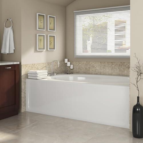 JACUZZI SIGNATURE Acrylic Skirted Soaking Bathtub, Slip Resistant, Left Drain Placement, 60” (L) x 42” (W), Oval in Rectangle Design, White - Thumbnail 6