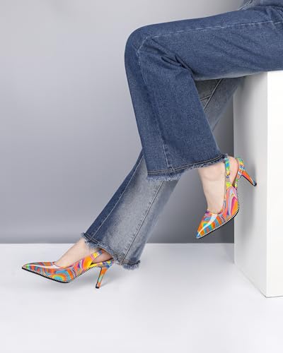 Zamikoo Women Beaded Pumps High Heel Slingback Pointed Toe Slip On 3.5 Inch Stilettos Ankle Strap Adjustable Buckle Patent Leather US Size 5 -Size 13 - Image 4