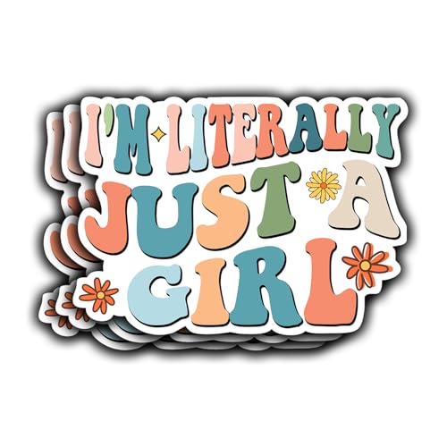 (3Pcs) I'm Literally Just a Girl Sticker Funny Vinyl Decal for Laptops, Water Bottles, Phones, Tumblers, Books, Cars, Mugs, Cases Size 2.1 x 3 Inch