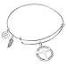 Sterling Silver Christian Cross Serenity Courage Wisdom Dangle Charm Prayer Faith Adjustable Bangle Bracelet
