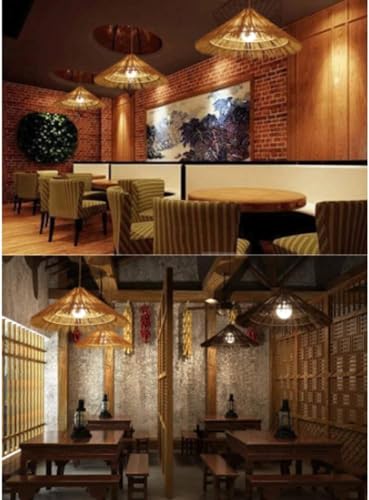 Lámpara de ratán boho para decoración de hogar estilo rústico y de granja 2
