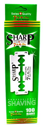 Razor Blades Club 100 Sharp 7Am Super-Platin Rasierklingen, Ersatzklingen für Sicherheitsrasierer, doppelschneidige Rasierklingen, platinbeschichtet für Herren