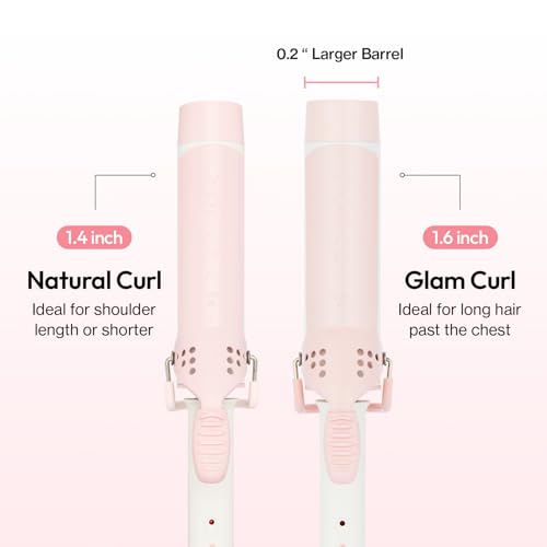 Image of VODANA GlamWave Ceramic Hair Curler 1.6 inch - Shiny & Damage-Free Natural Waves with All-Day Hold | Advanced Double Ceramic Coating with Rapid Instant Heat, Strawberry Cream