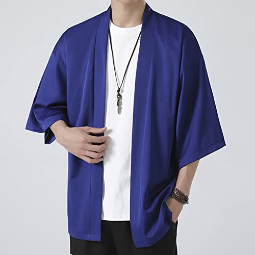 Kimono for Men Half Sleeve Men's Beach Kimono Shirt Japanese Bathrobe Open Front Cardigan Jacket Lightweight Casual Shirts2