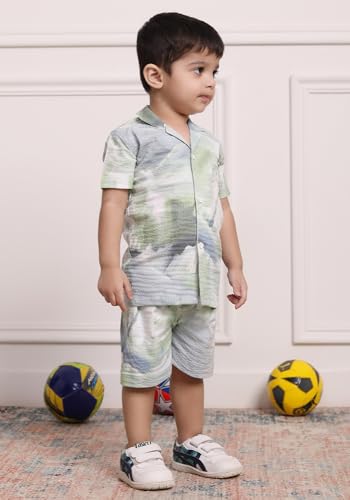 Image of POLKA TOTS 100% Cotton Co-Ord Set for Boys | Half Sleeve Shirt & Shorts Beach Outfit for Kids | Ultra-soft & Breathable Summer Clothes for Toddler & Baby Boy | Casual Dress & Printed Nightwear Set