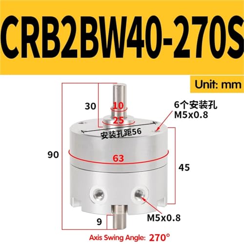 Vérin oscillant rotatif à palettes CRB2BW40-270S de 1 pièce pour automatisme