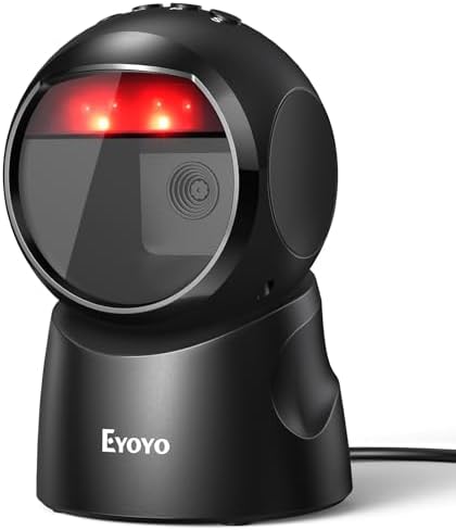 Eyoyo 2D USB Barcode Scanner, Hands-Free Desktop Automatic Omnidi...