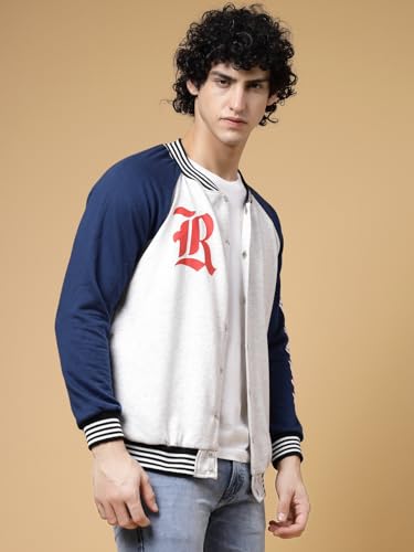 Image of Rigo Varsity Jacket for Men | Streetwear Varsity Jacket | Puff Print Varsity Jacket | Oversized Varsity Jacket for Men