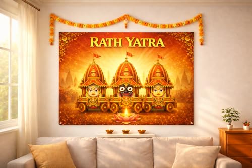 Rath Yatra Banner 5x4 ft Festival Decoration Backdrop, Jagannath ...